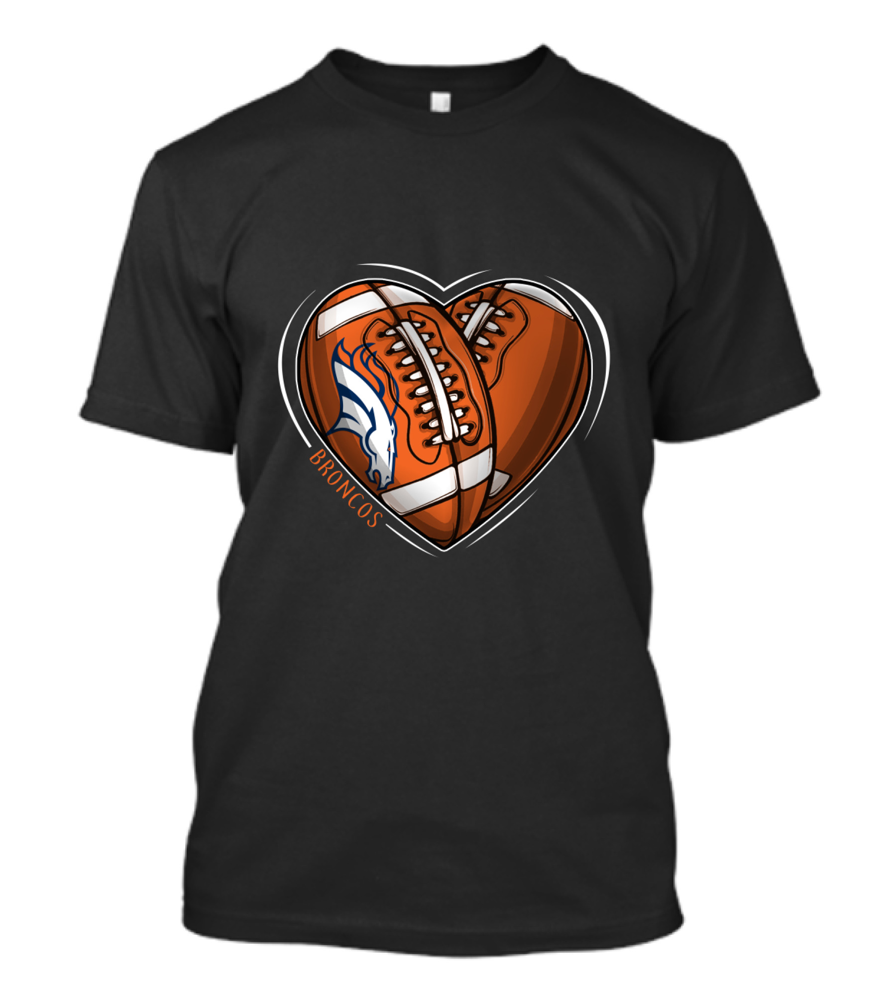 BBroncos Heart Design DH 90 NFL Denver Broncos T-Shirt