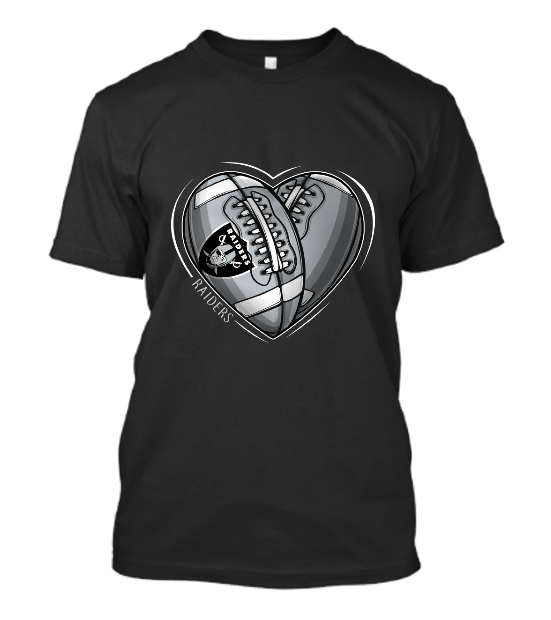 Raiders Heart Football Graphic DH 90 NFL Oakland Raiders T-Shirt