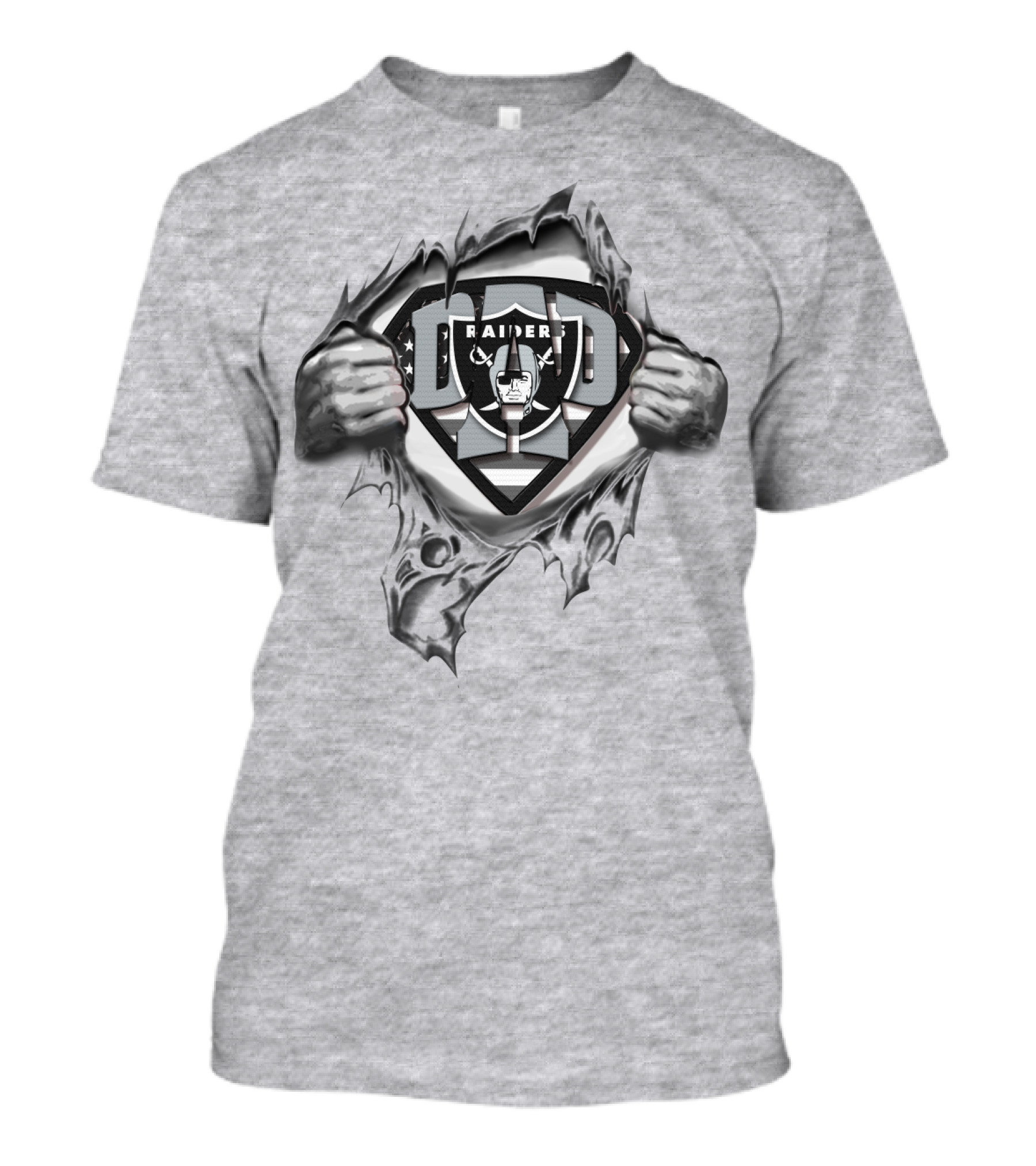 Superdad Raiders Shield Emblem With Tear Effect And Hands Revealing T-Shirt
