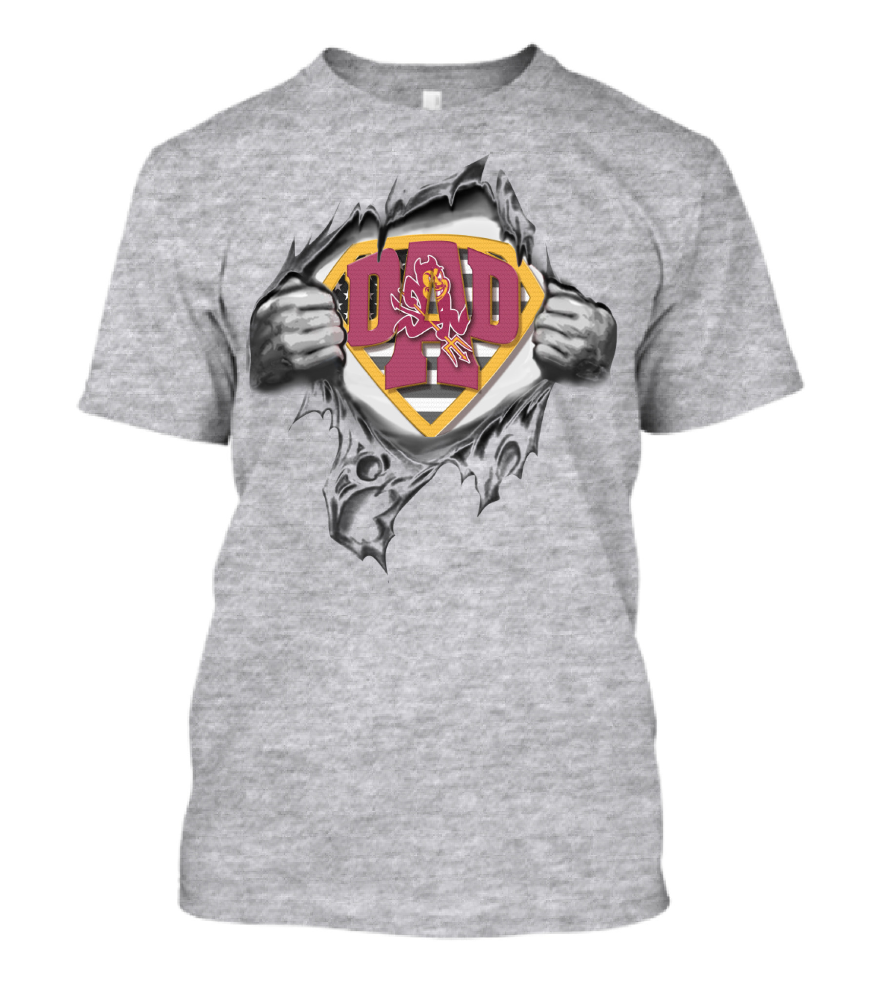 Superdad Arizona State Sun Devils Logo Hero Torn Chest T-Shirt
