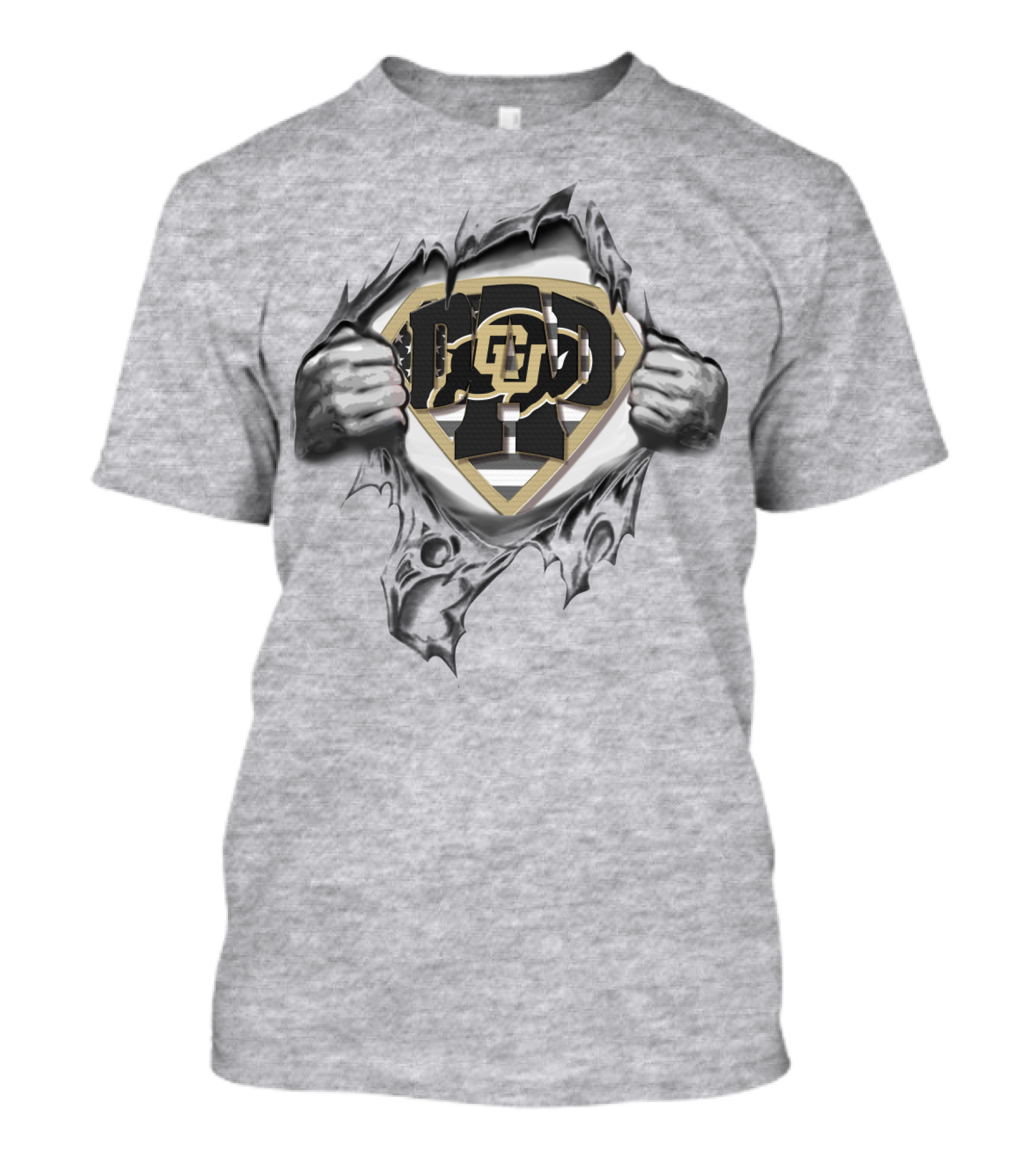 Superdad Colorado Buffaloes Logo With Dad Superhero T-Shirt