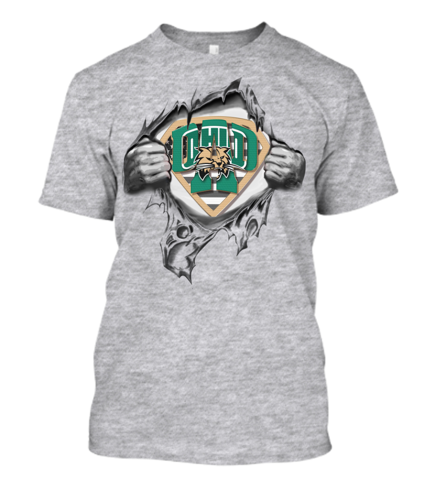 Superdad Ohio Bobcats Logo Chest Tearing T-Shirt