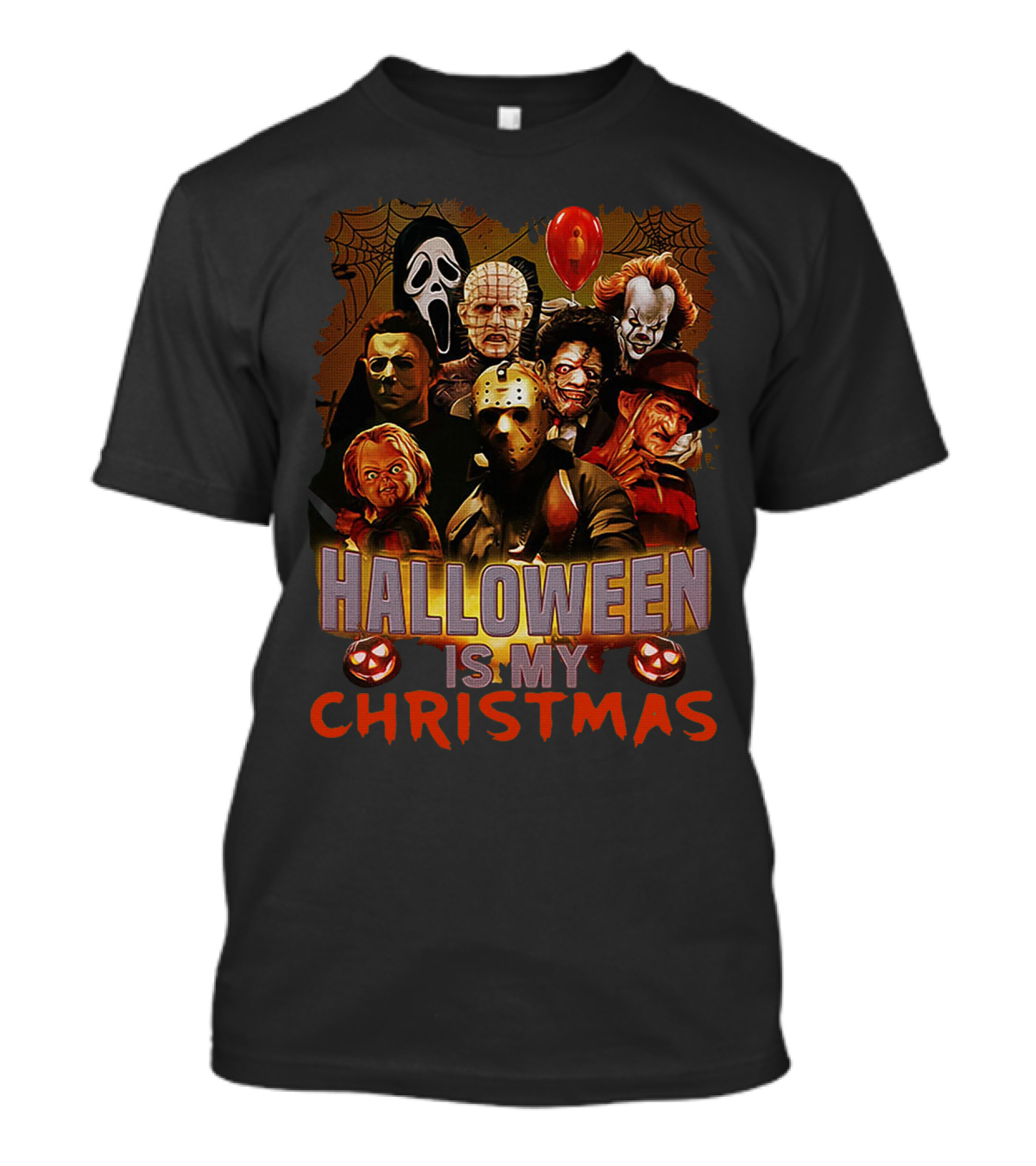 Horror Icons Halloween Is My Christmas Freddy Jason Pennywise Ghostface Pinhead Chucky T-Shirt
