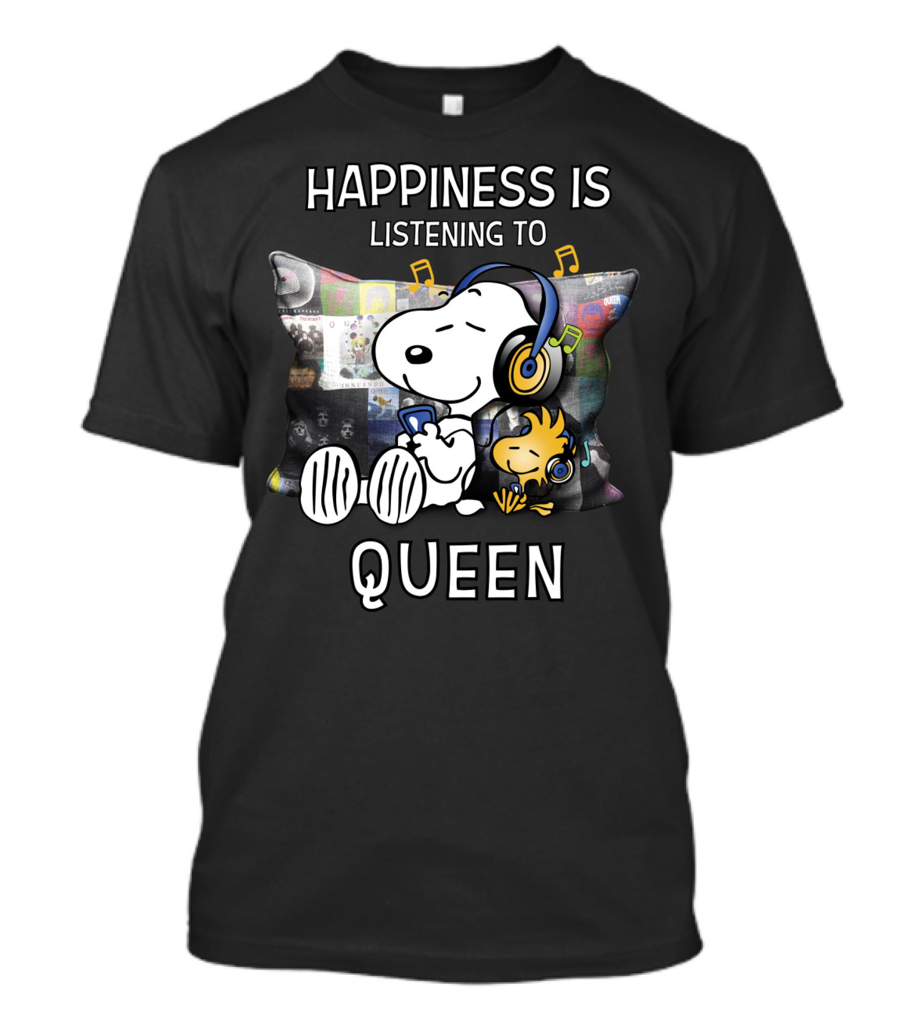 Happiness Is Listening To Queen Snoopy And Woodstock T-Shirt