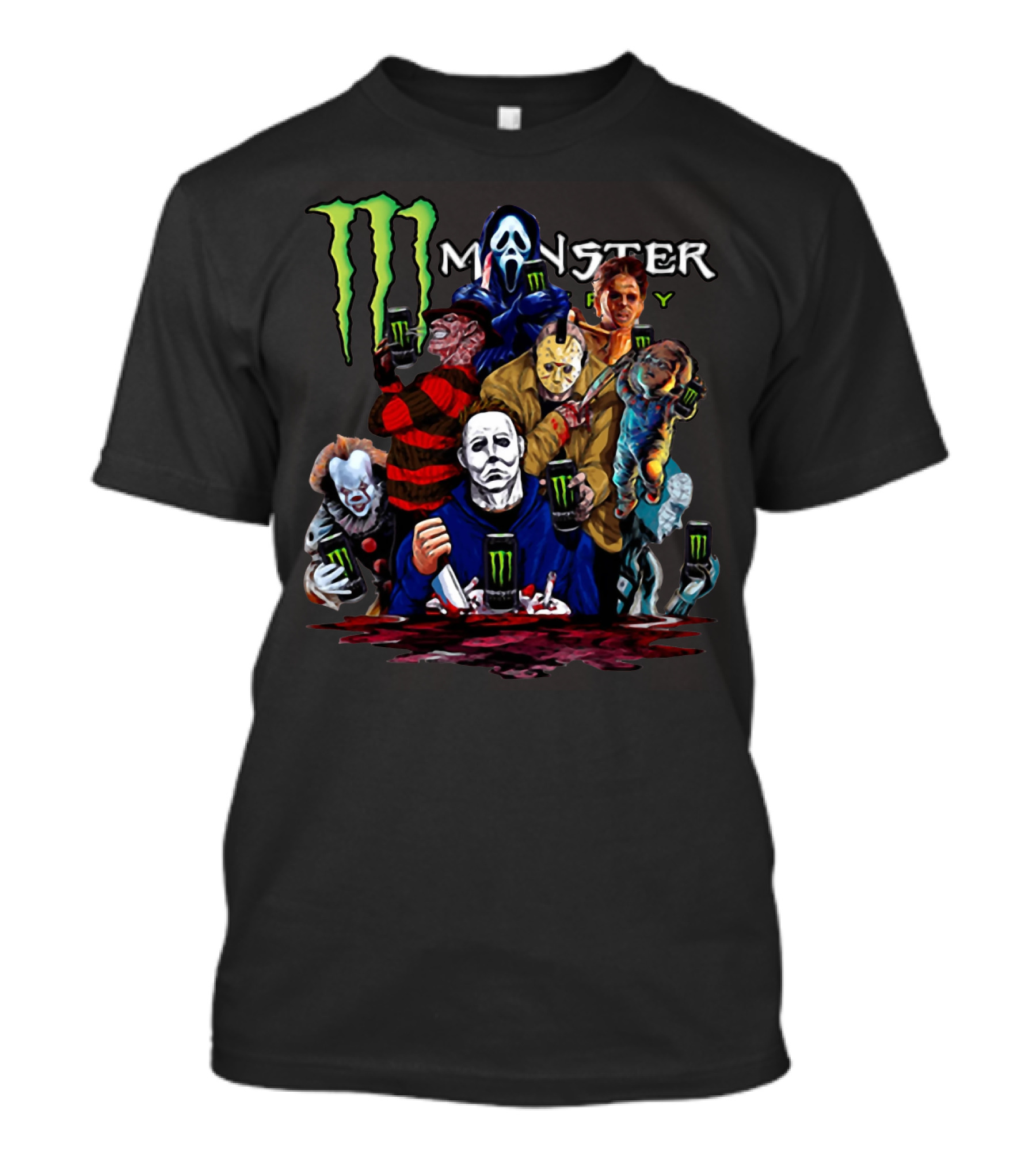 Monster Energy Horror Team Icons Holding Cans T-Shirt