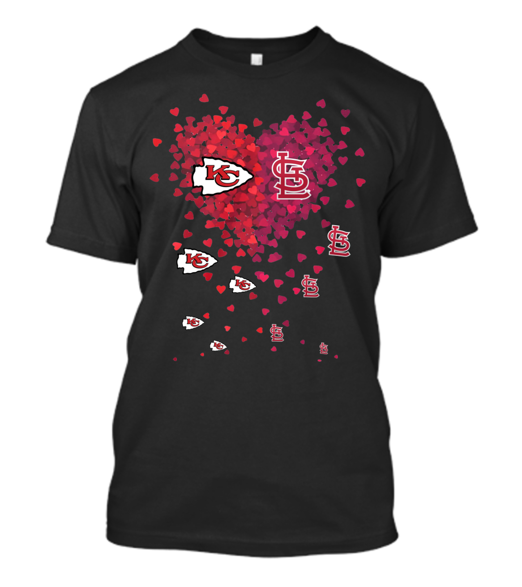 Kansas City Chiefs St. Louis Cardinals Heart Logos Fan Love T-Shirt