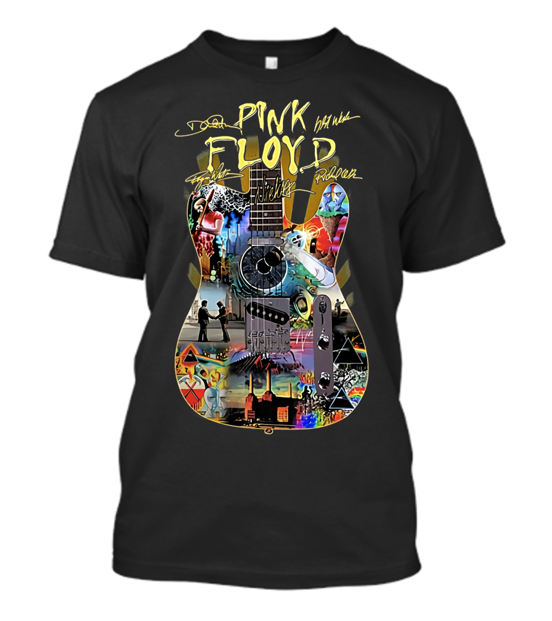 Pink Floyd Guitar Collage Dark Side Of The Moon The Wall Wish You Were Here T-Shirt