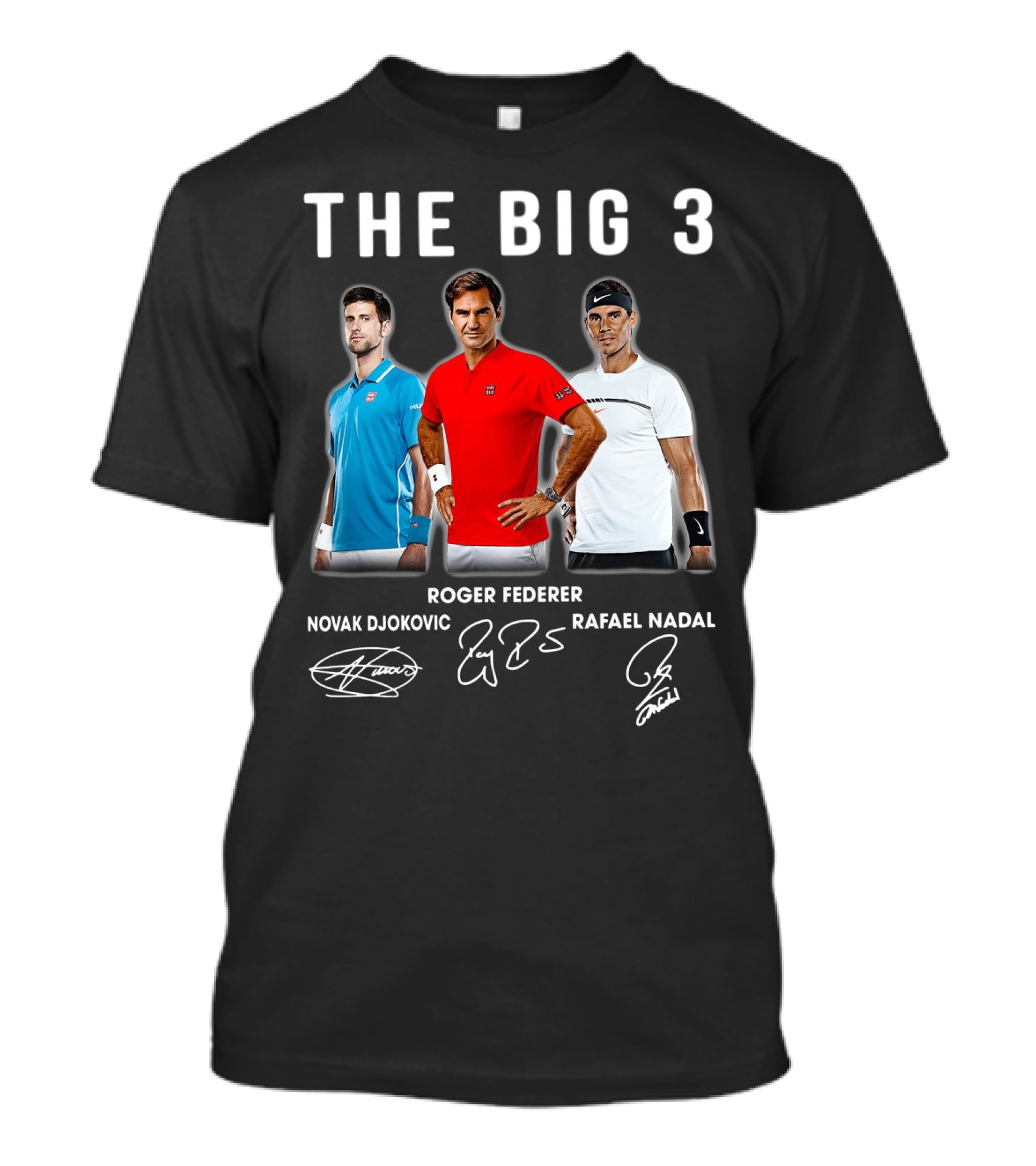 The Big 3 Novak Djokovic Roger Federer Rafael Nadal Signatures T-Shirt