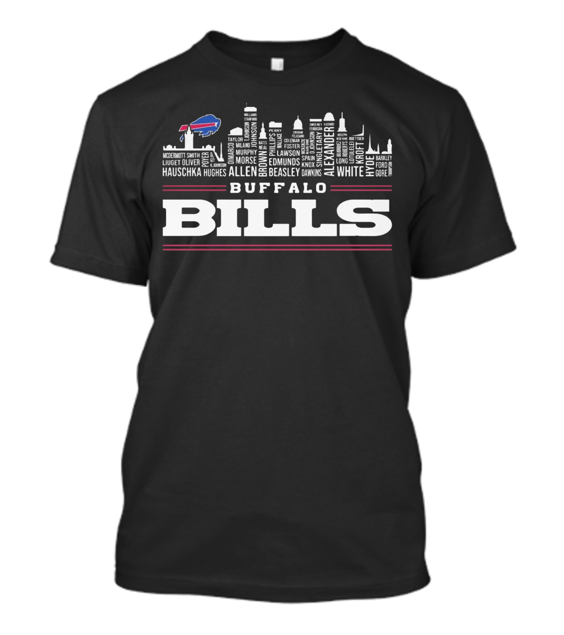 Buffalo Bills City Skyline Allen Team Roster T-Shirt
