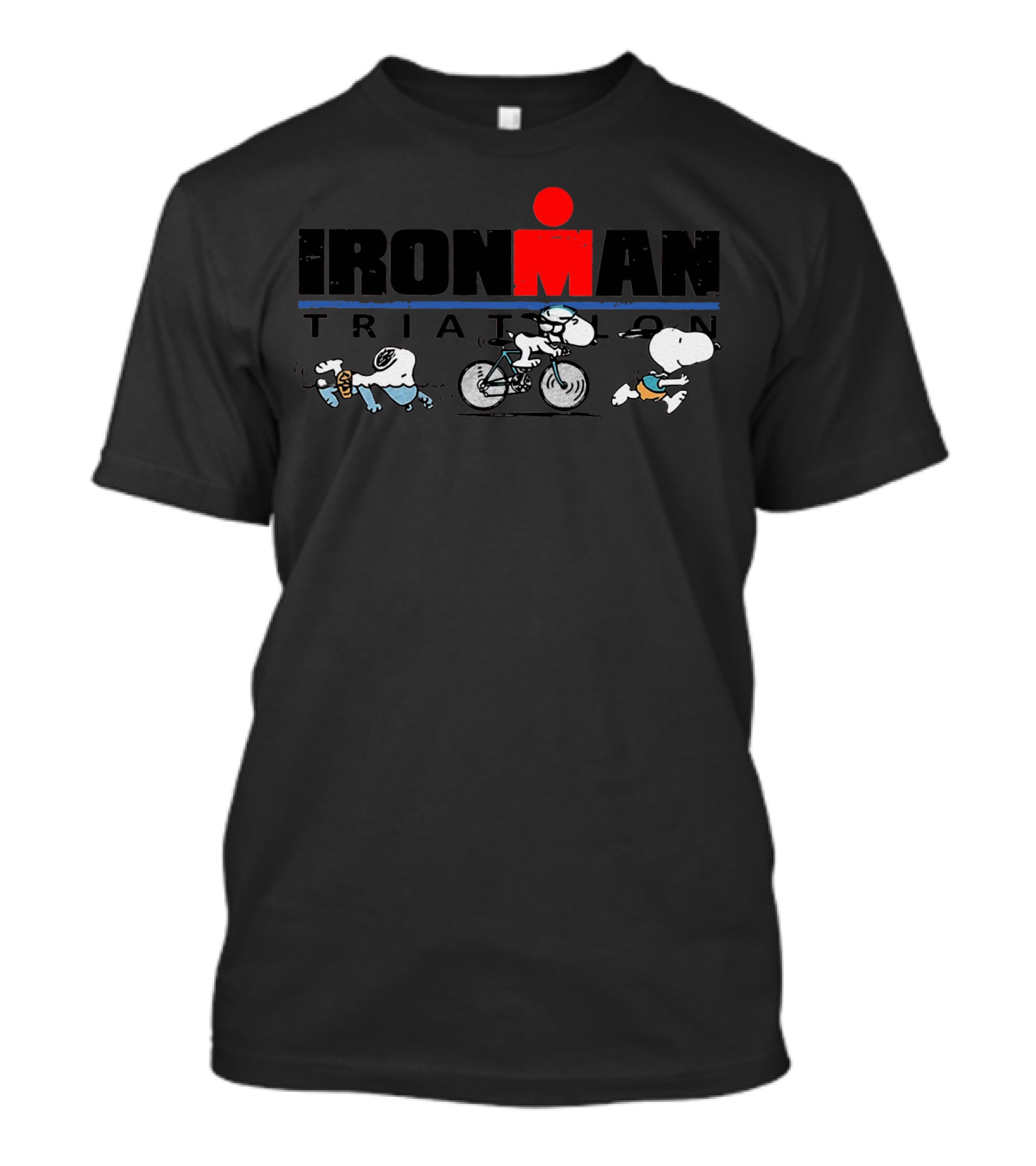 Snoopy Ironman Triathlon World Triathlon Corporation Run Bike Swim T-Shirt