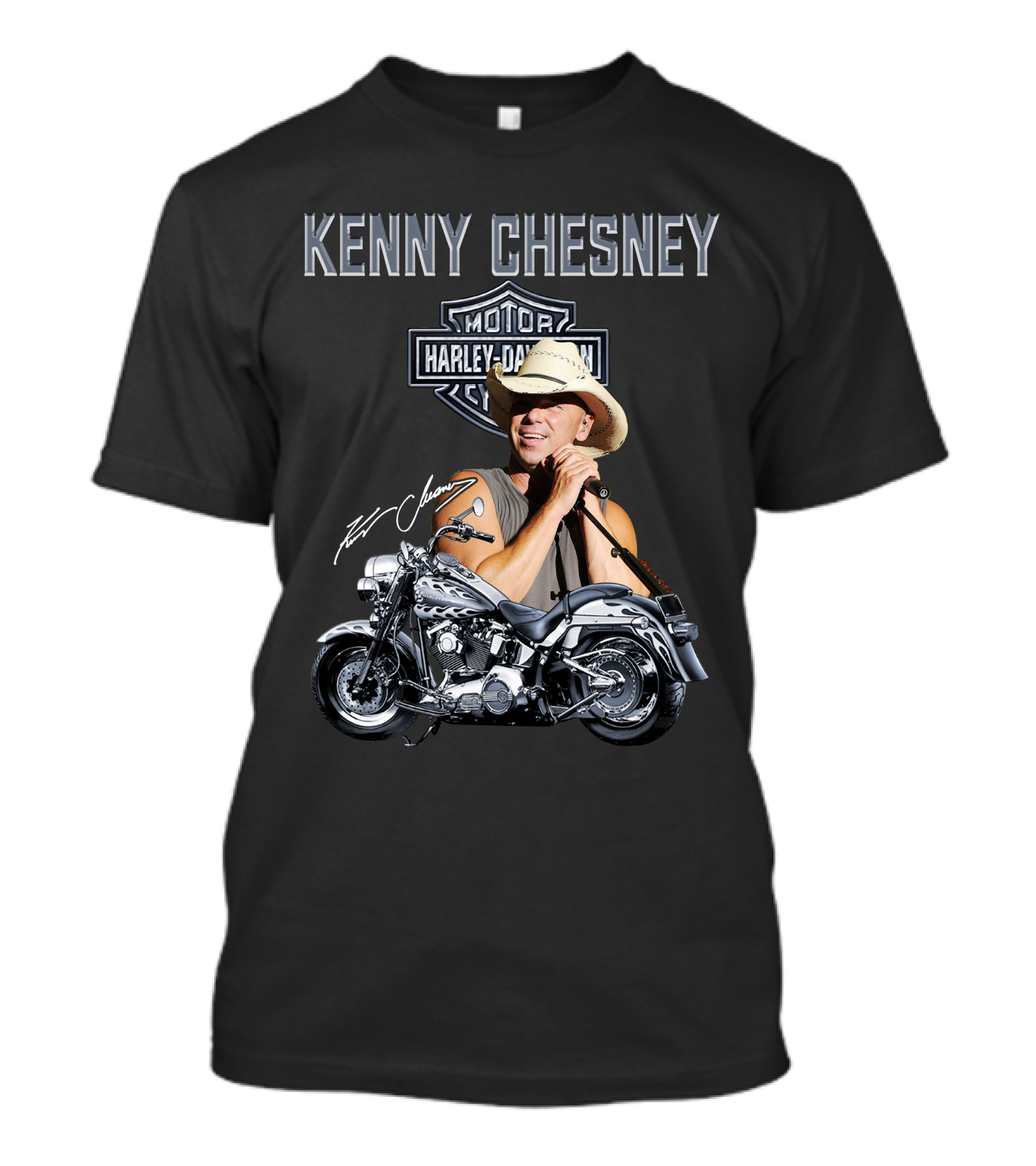 Kenny Chesney Harley Davidson Motorcycles 129 Signature T-Shirt