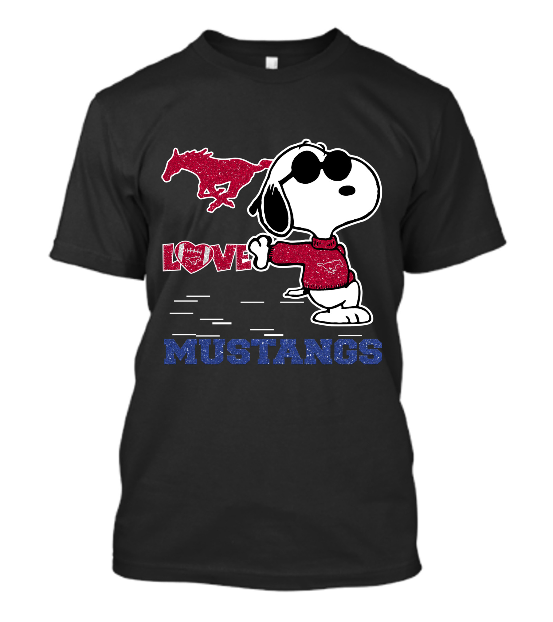 Snoopy Love SMU Mustangs Football Peanuts T-Shirt