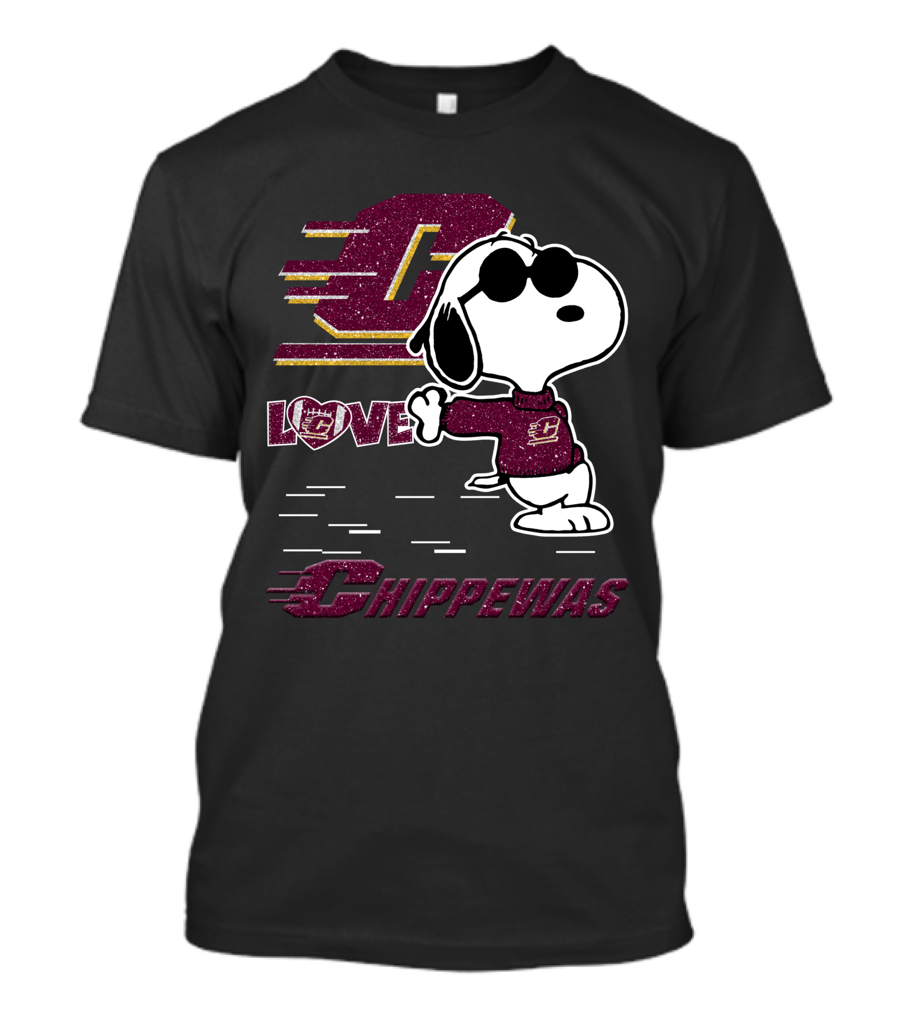 Snoopy Central Michigan Chippewas Love Football T-Shirt