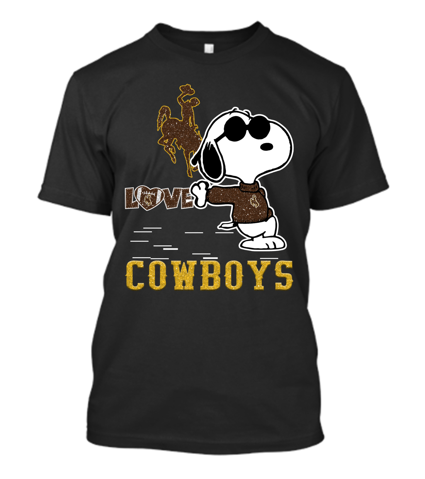 Snoopy Love Wyoming Cowboys Football Peanuts Character T-Shirt
