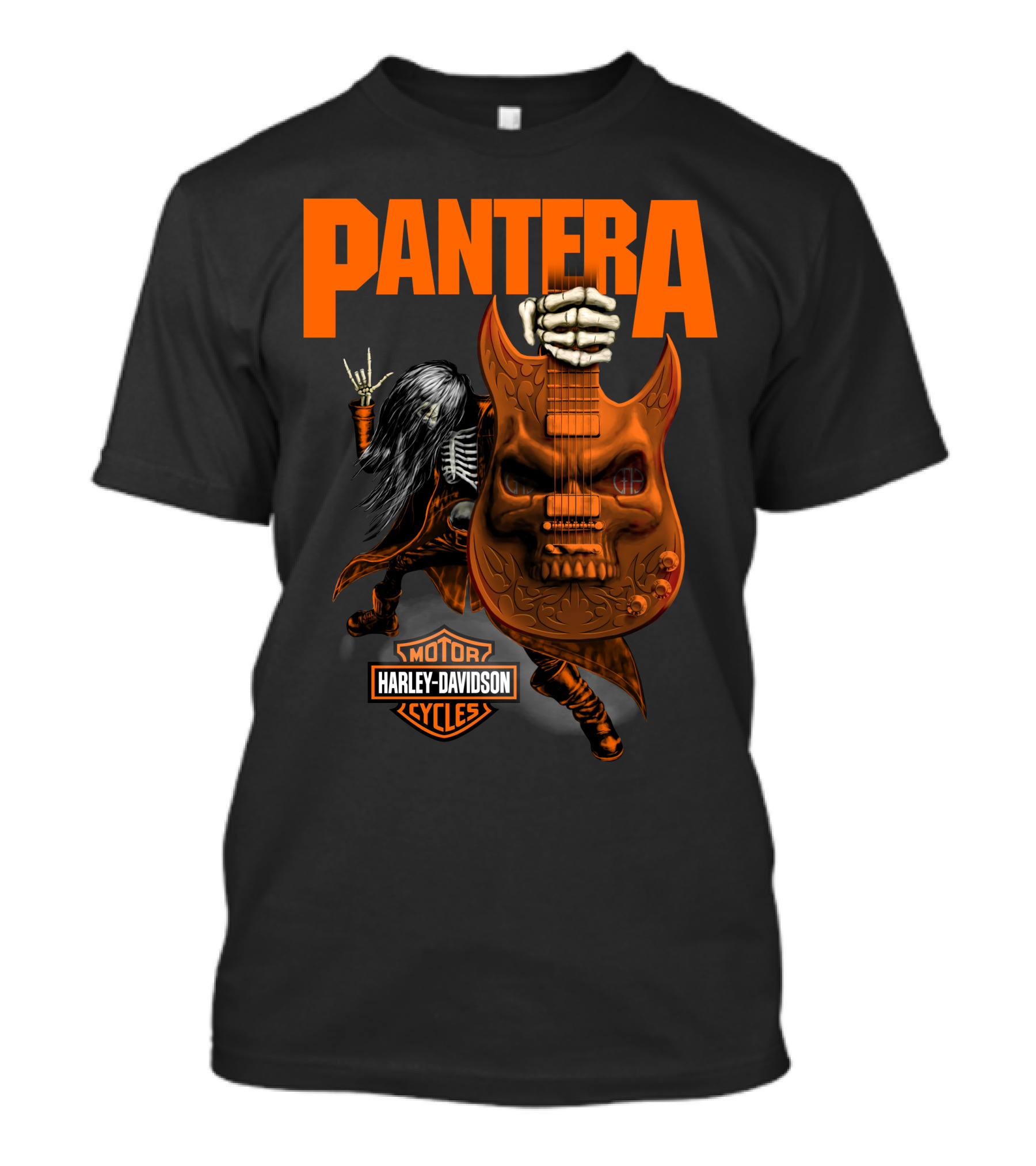 Pantera Harley Davidson Cycles Skeleton Guitar T-Shirt