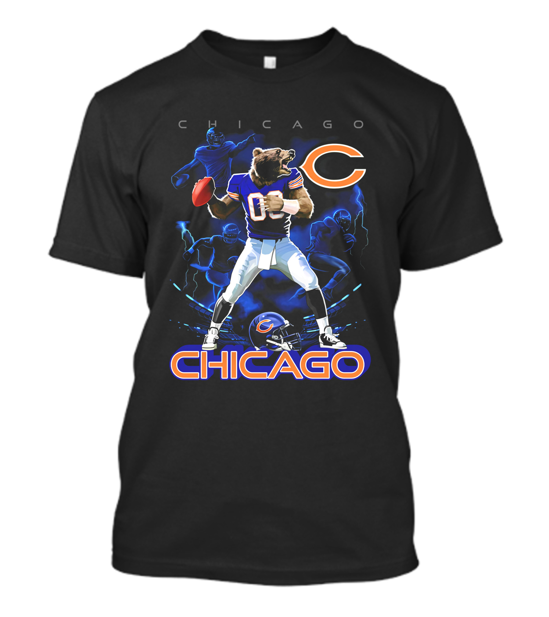Chicago Bears Football Player Bear With Ball And Helmet T-Shirt