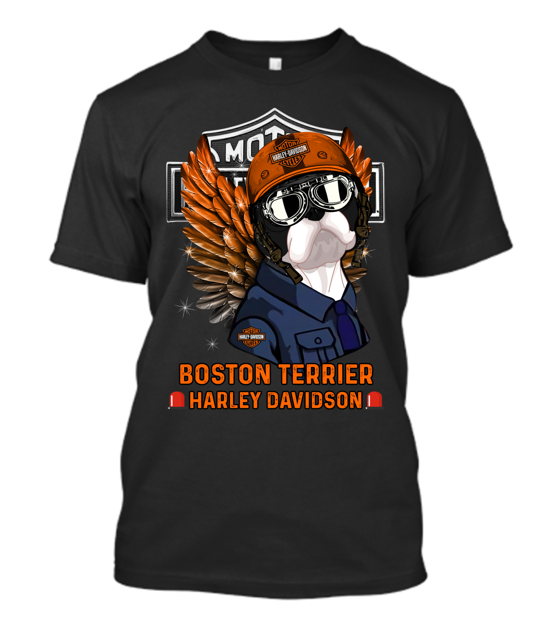 Boston Terrier Harley Davidson Moto Wings T-Shirt