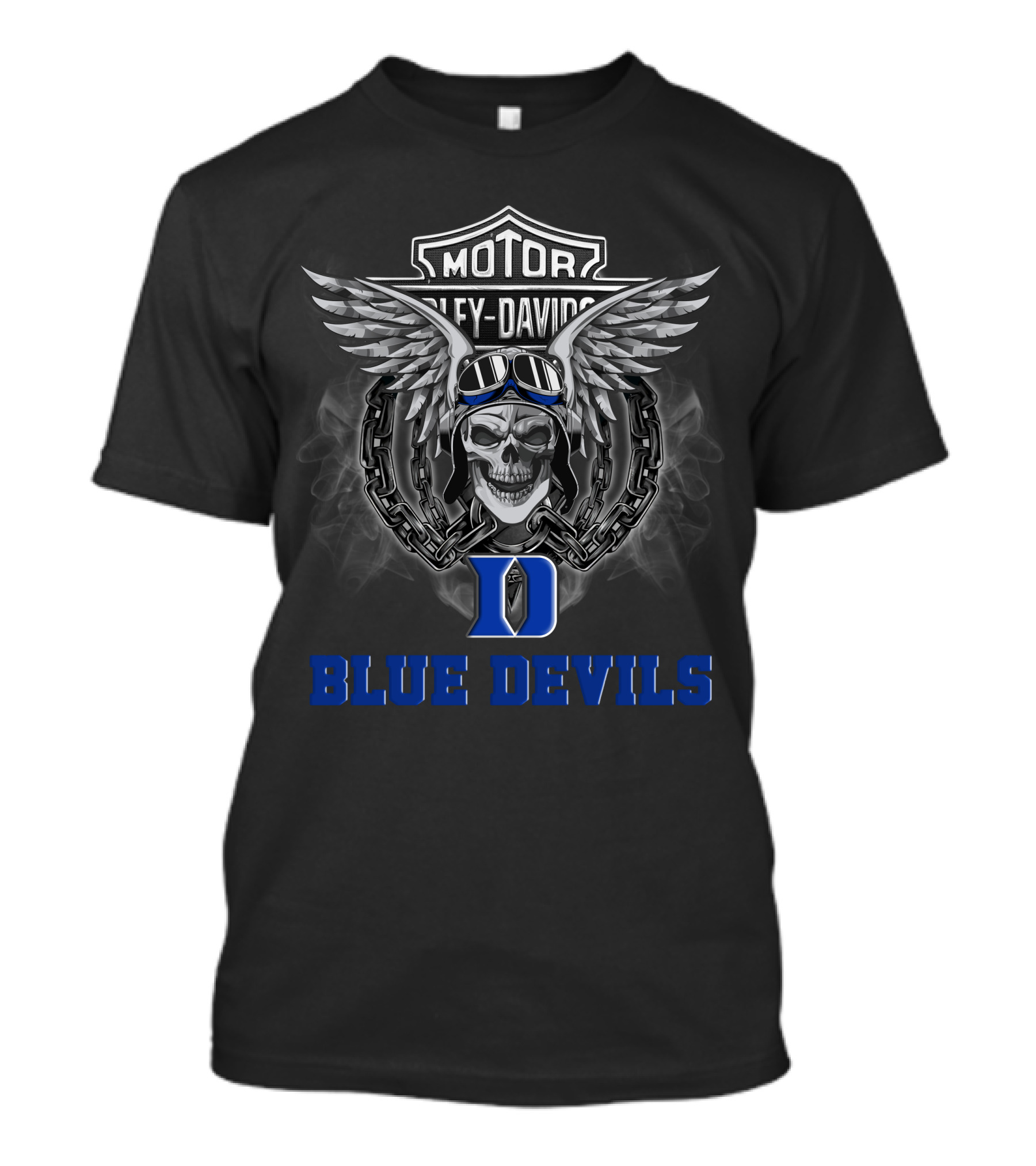 Motorcycle Skull Wings Duke Blue Devils Ncaa Football Fans T-Shirt
