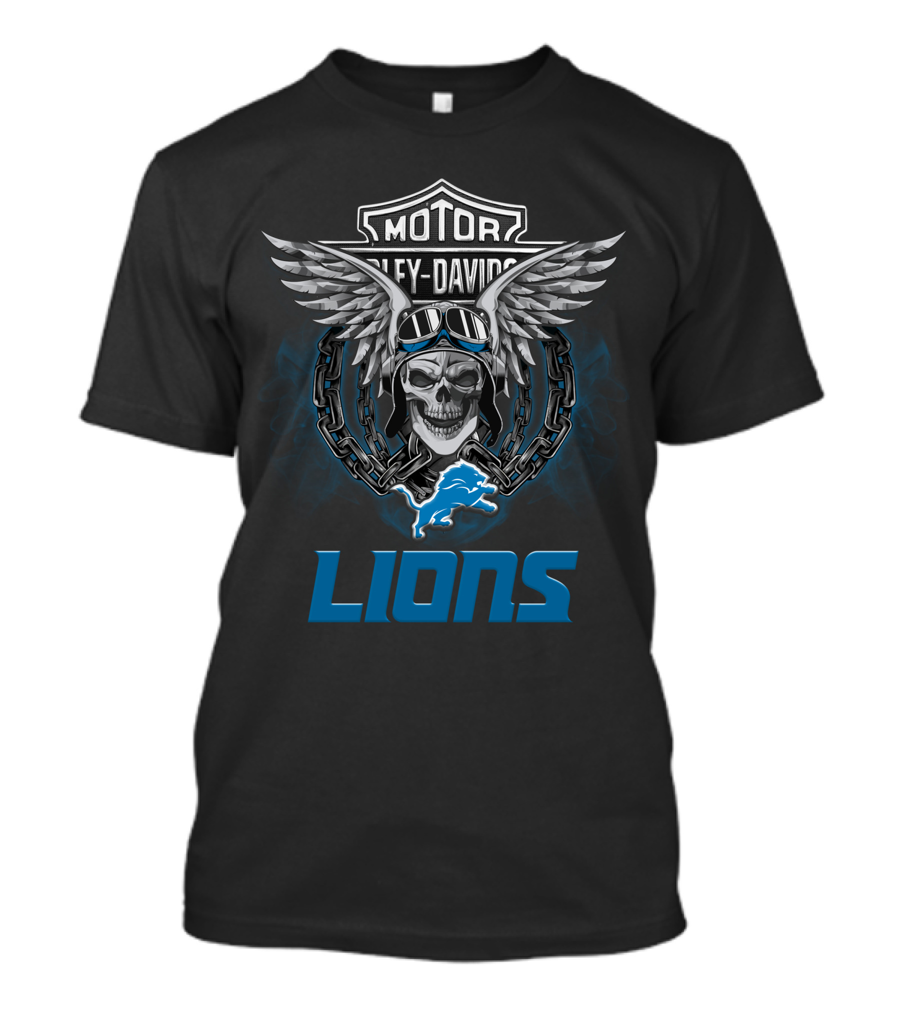 Motor Harley Davidson Nfl Detroit Lions Fans T-Shirt