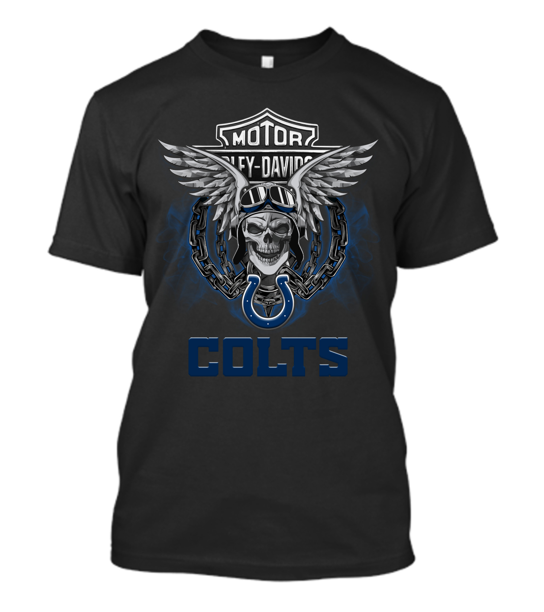 Motor Harley Davidson Skull Wings Colts Nfl Football Fans T-Shirt