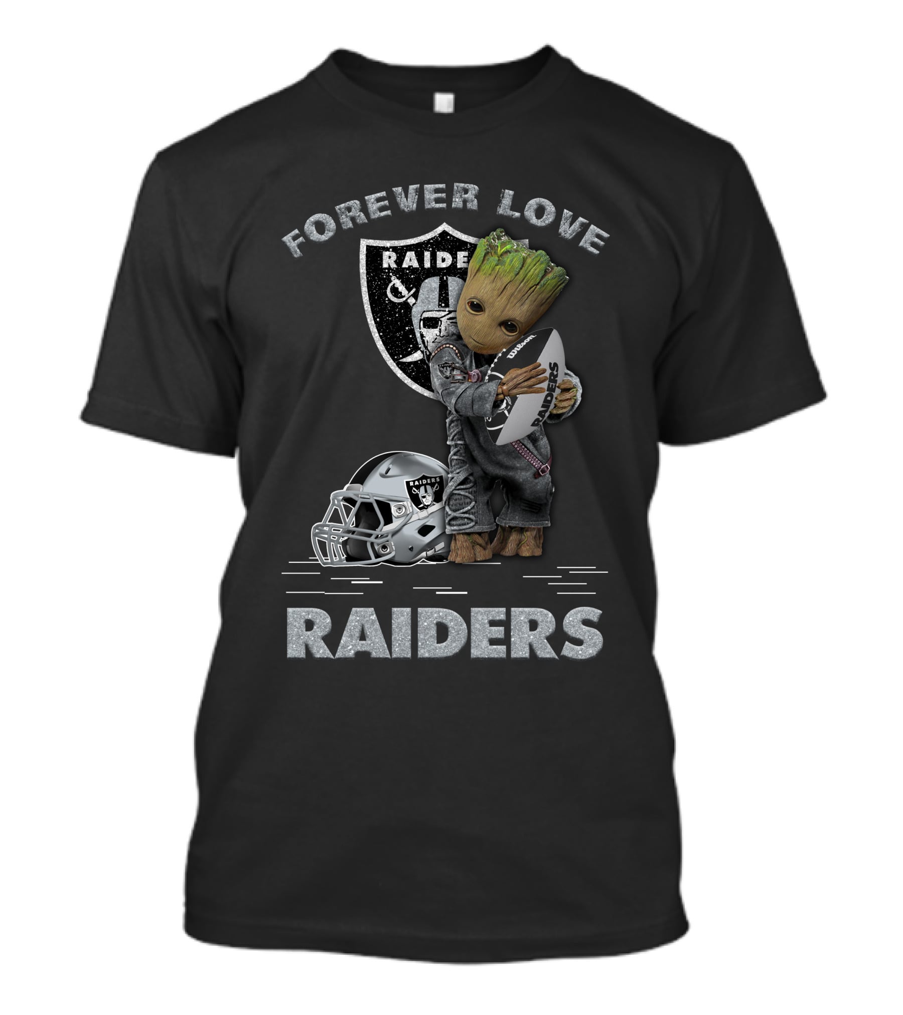 Forever Love Raiders Groot Holding Football Helmet T-Shirt