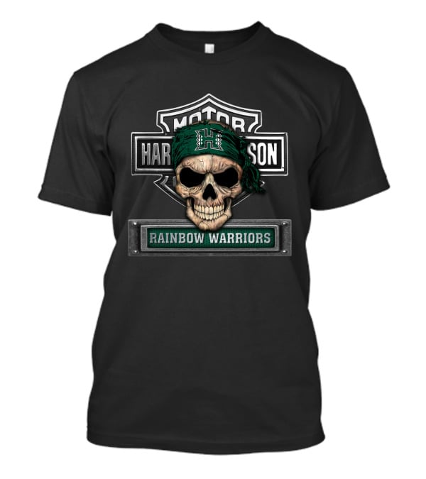 Motor Harley Davidson Hawaii Rainbow Warriors Skull T-Shirt