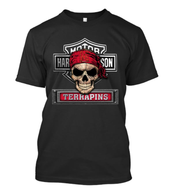 Hd Ncaa Maryland Terrapins Skull With Bandana Terrapins T-Shirt