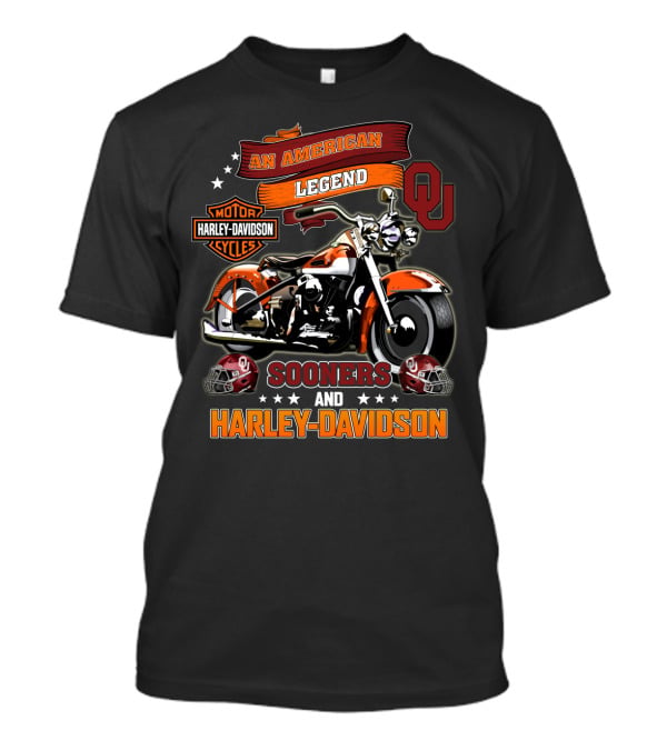 An American Legend Oklahoma Sooners And Harley Davidson Motorcycles T-Shirt