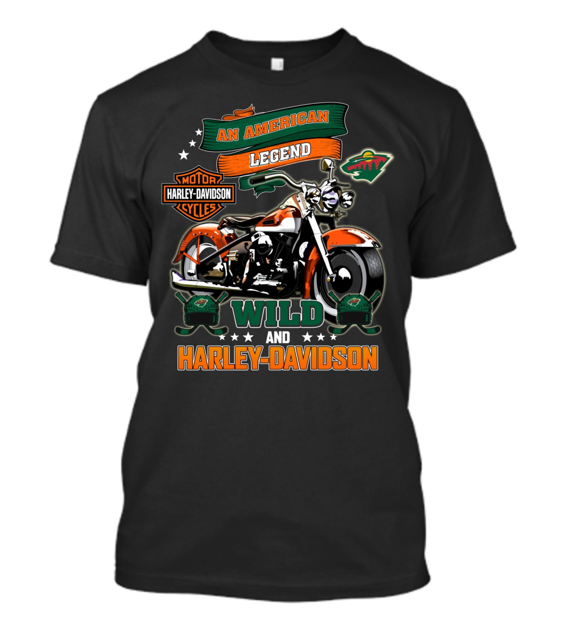 An American Legend Minnesota Wild And Harley Davidson Nhl T-Shirt
