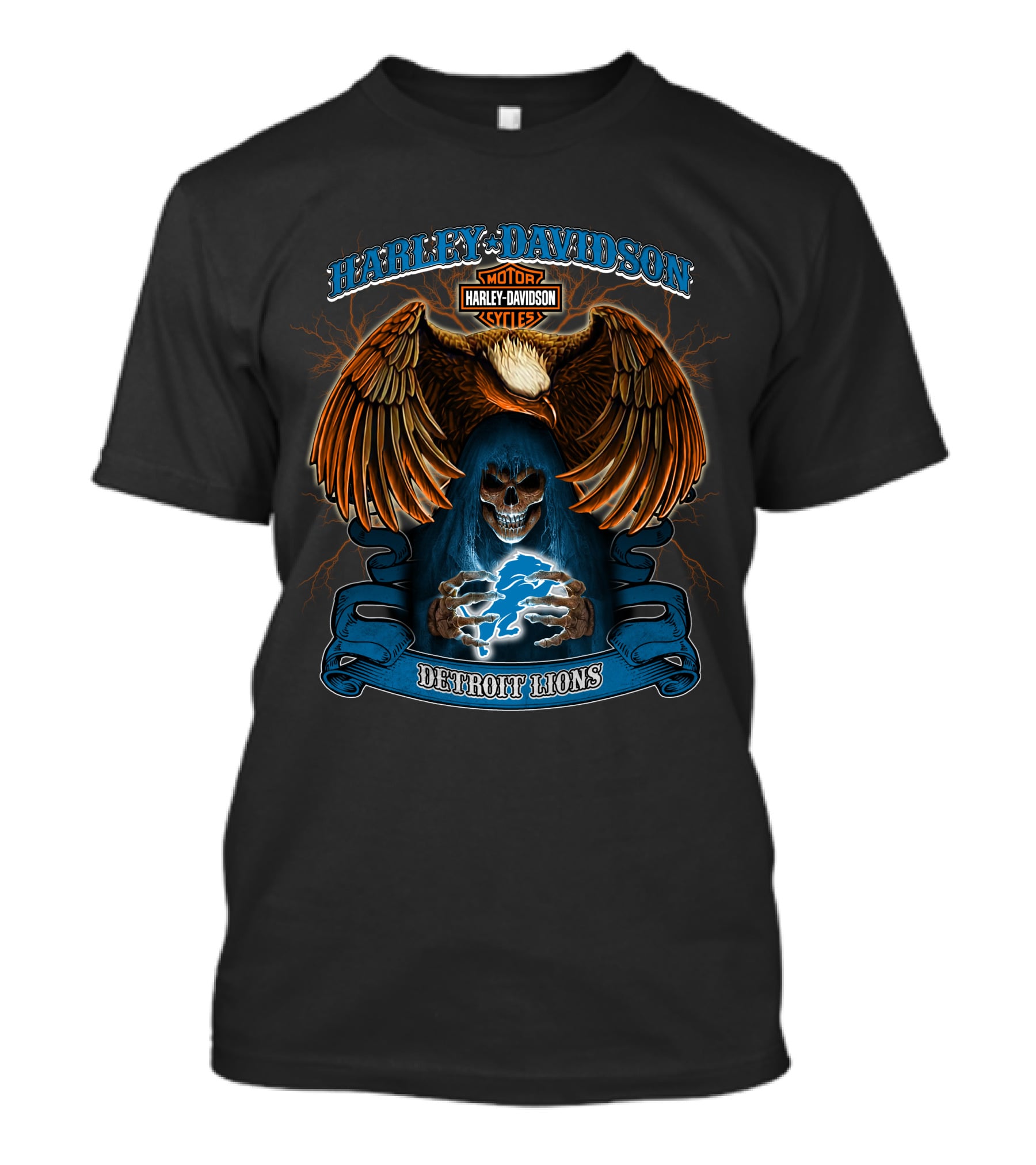 Harley Davidson Motor Cycles Detroit Lions T-Shirt