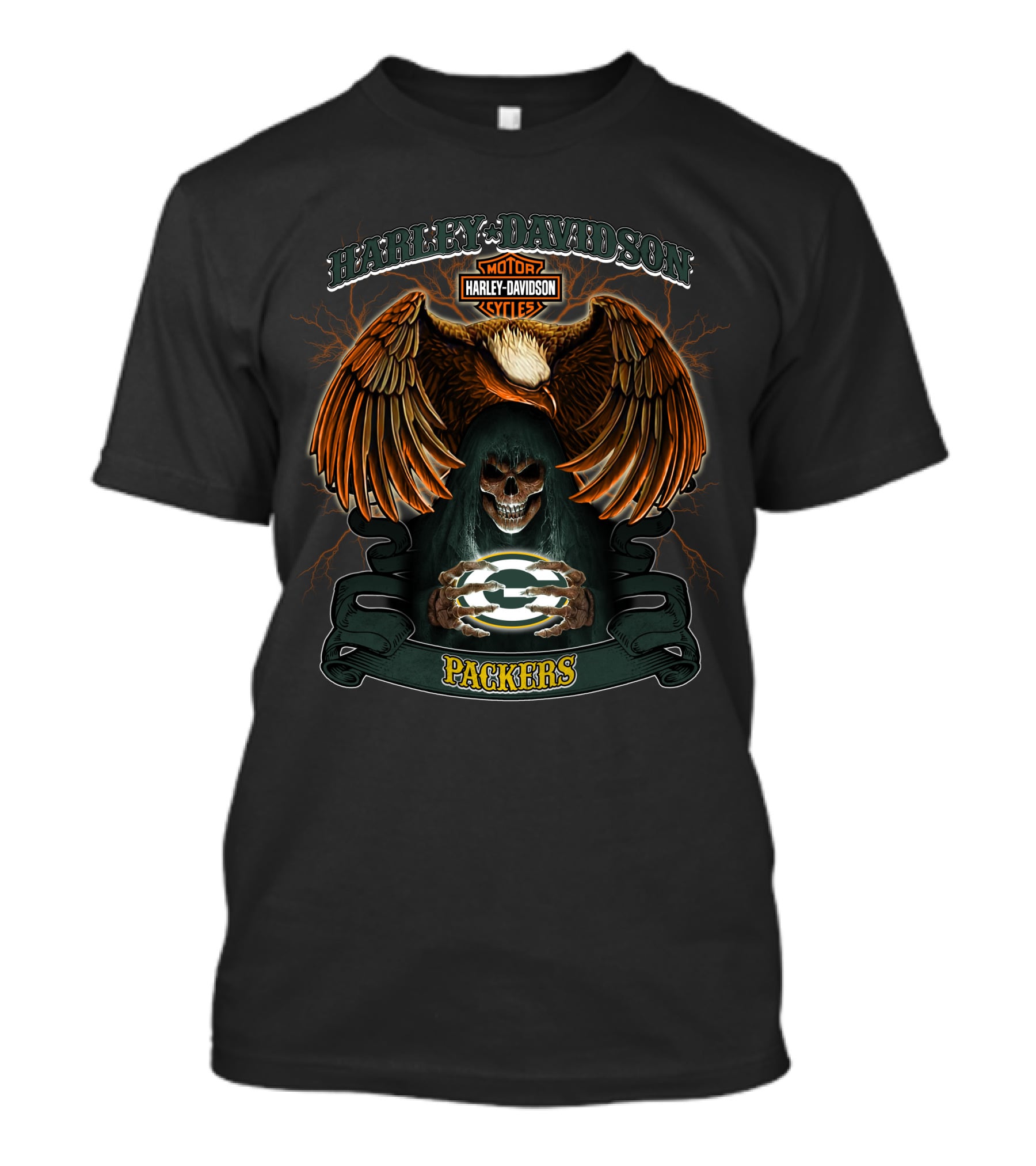 Harley Davidson Motor Cycles Packers Nfl Green Bay T-Shirt