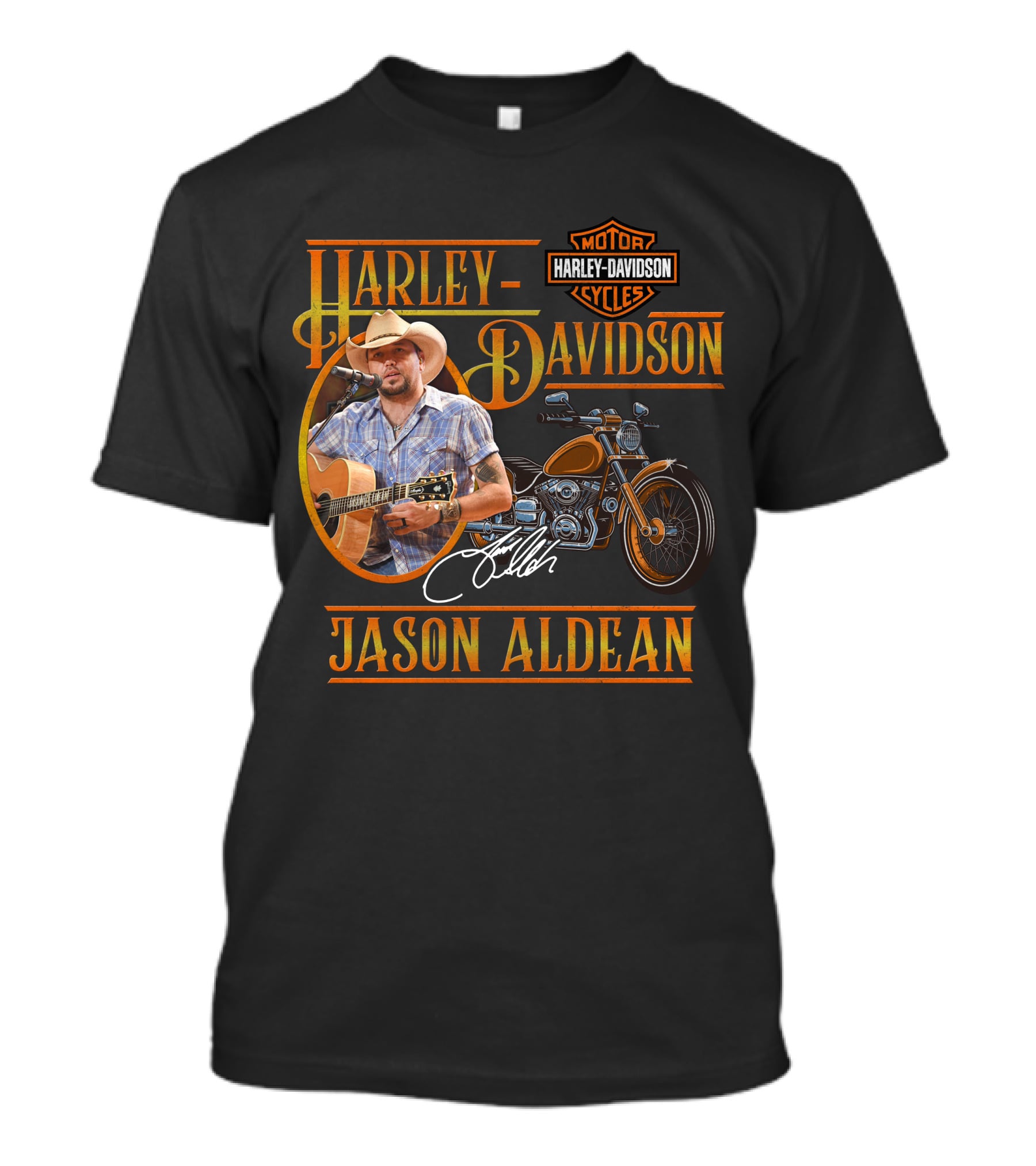 Jason Aldean Harley Davidson Motorcycles Signature T-Shirt