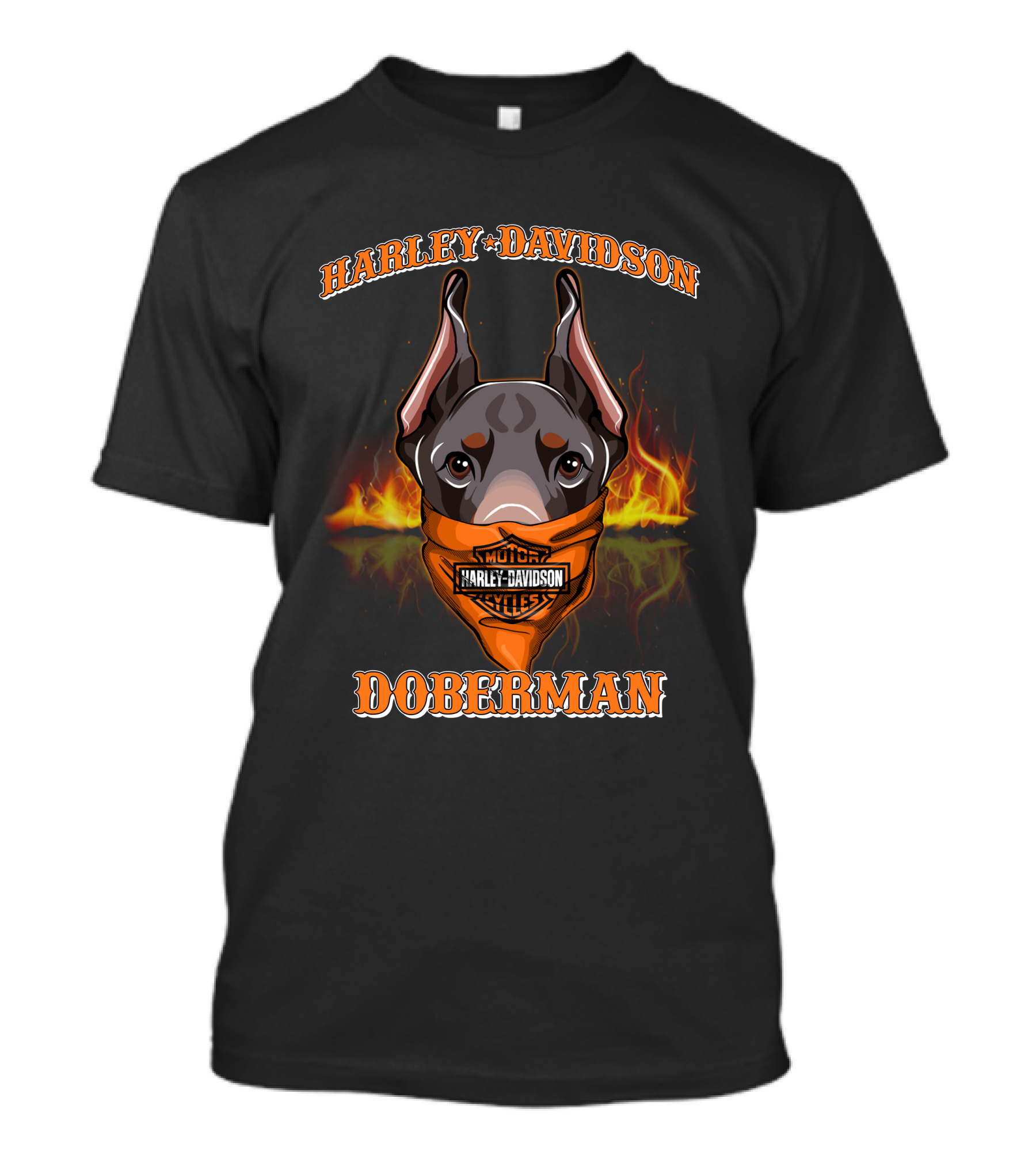 Harley Davidson Doberman Motorcycles Flames T-Shirt
