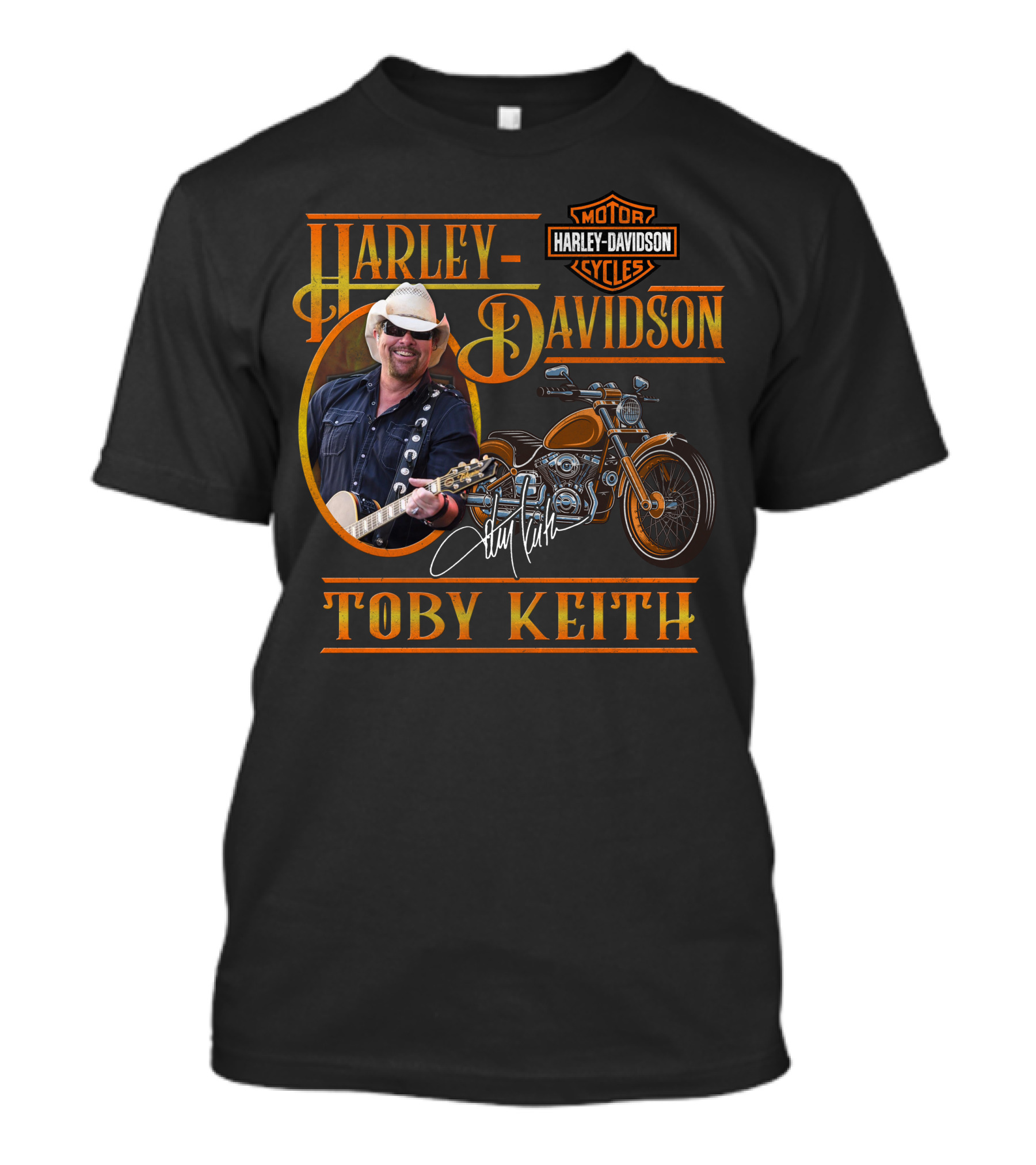 Harley Davidson Motor Cycles Toby Keith Signature Guitar And Motorcycle T-Shirt