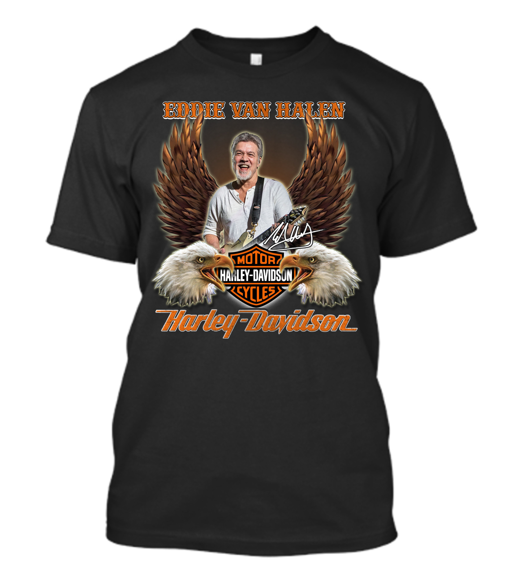 Eddie Van Halen Harley Davidson Motorcycles Eagles Wings T-Shirt