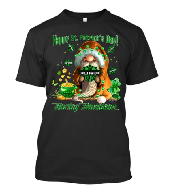 Happy St. Patrick's Day Harley Davidson Motorcycles Leprechaun Coin Clover T-Shirt