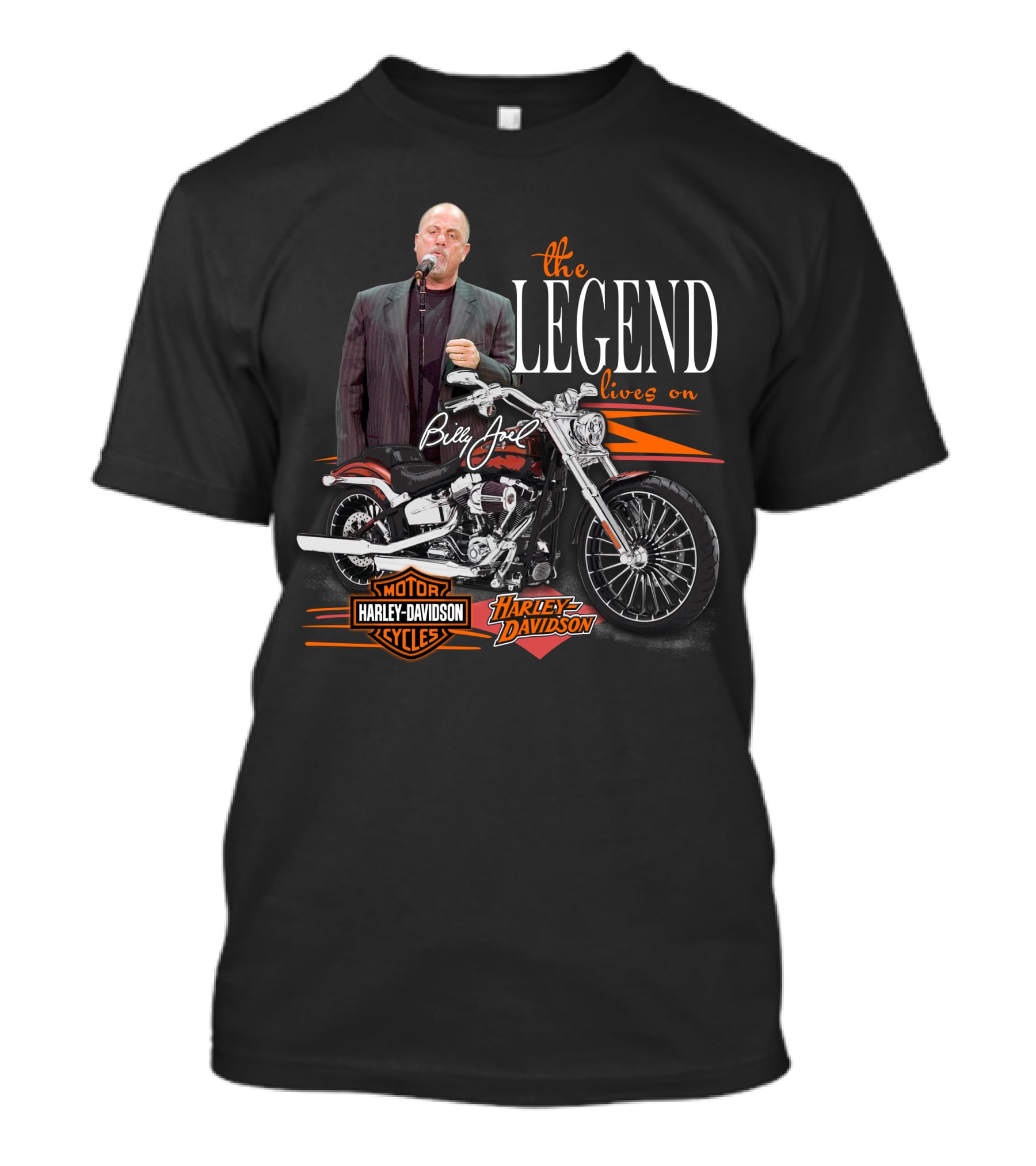 Billy Joel The Legend Lives On Harley Davidson Motorcycle T-Shirt