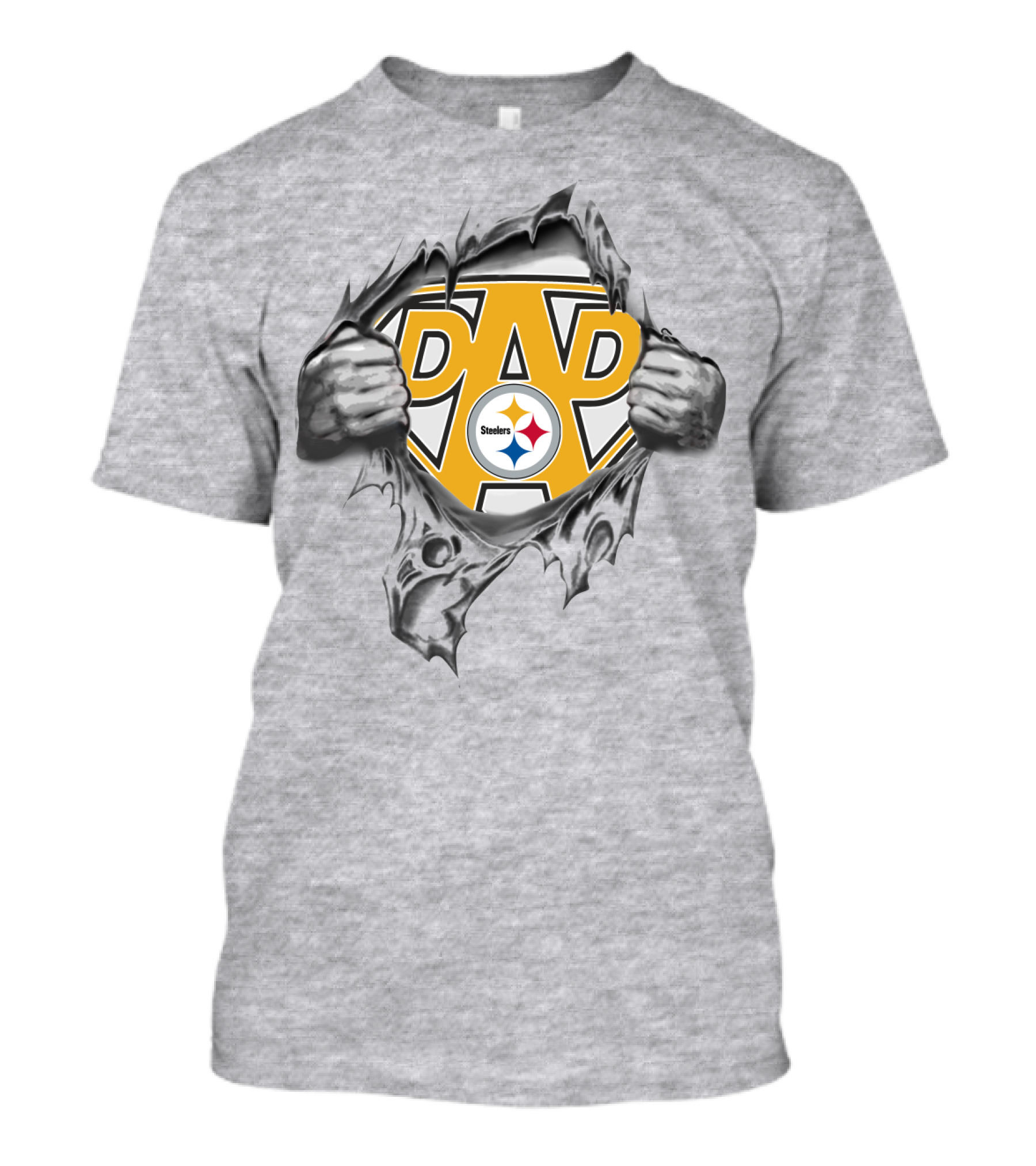 Pittsburgh Steelers Super Dad Shield With Logo Rip Reveal T-Shirt