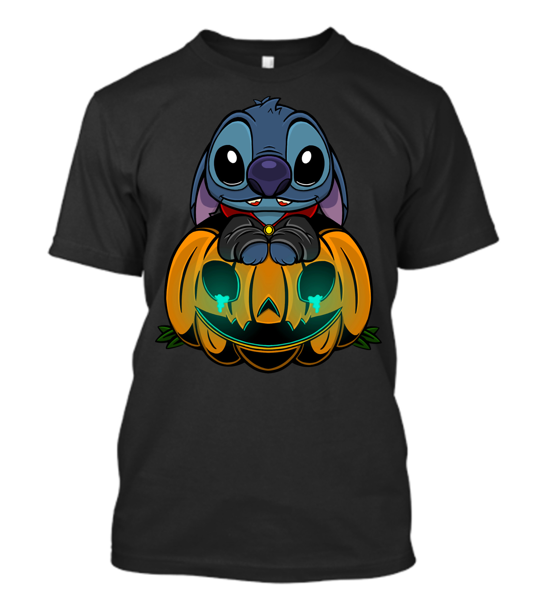 Cute Halloween Stitch With Glowing Pumpkin T-Shirt