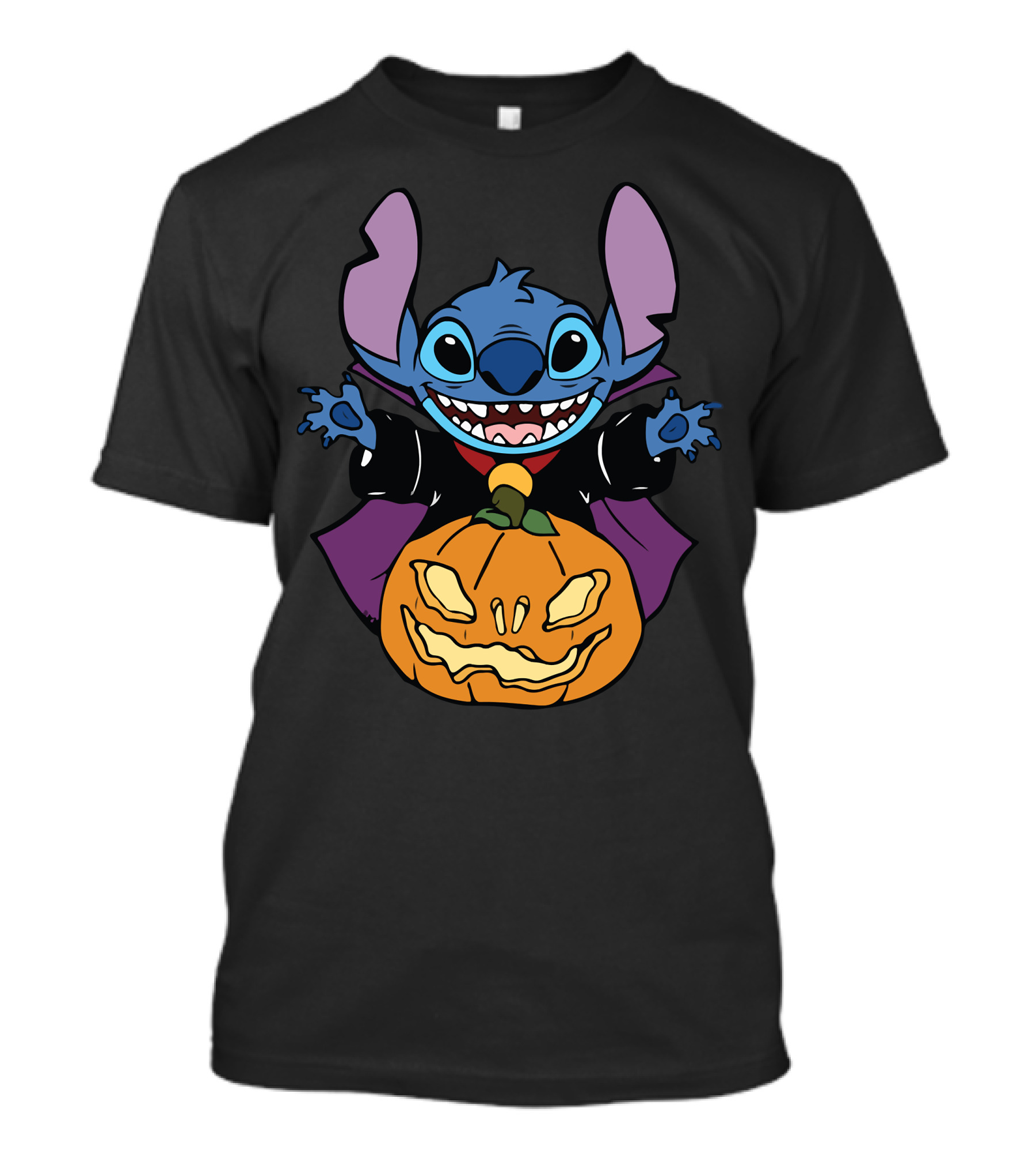 Cute Halloween Vampire Stitch Hugging Pumpkin T-Shirt