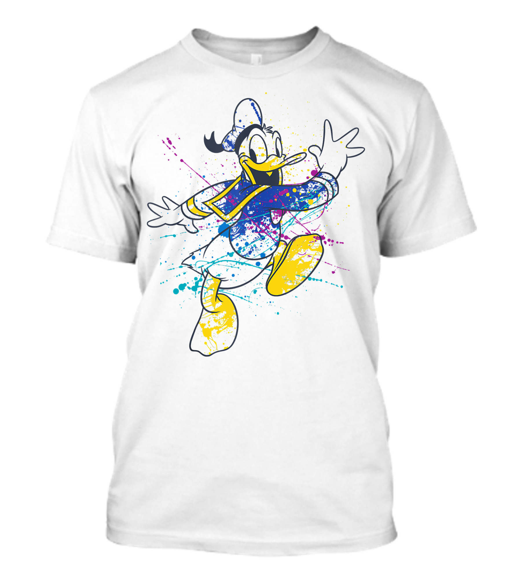 Disney Donald Duck Colorful Paint Splatter T-Shirt