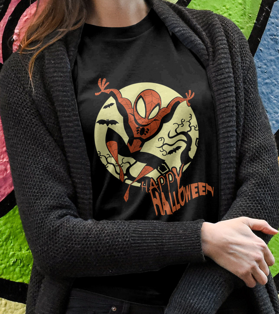 Spider Man Happy Halloween Moonlight T-Shirt