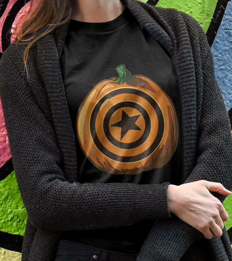 Capt America Shield Pumpkin Halloween T-Shirt
