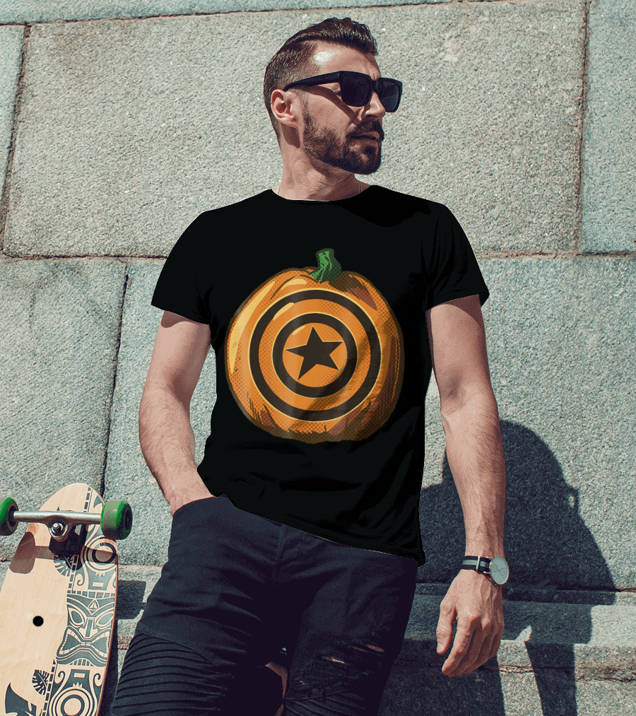 Capt America Shield Pumpkin Halloween T-Shirt