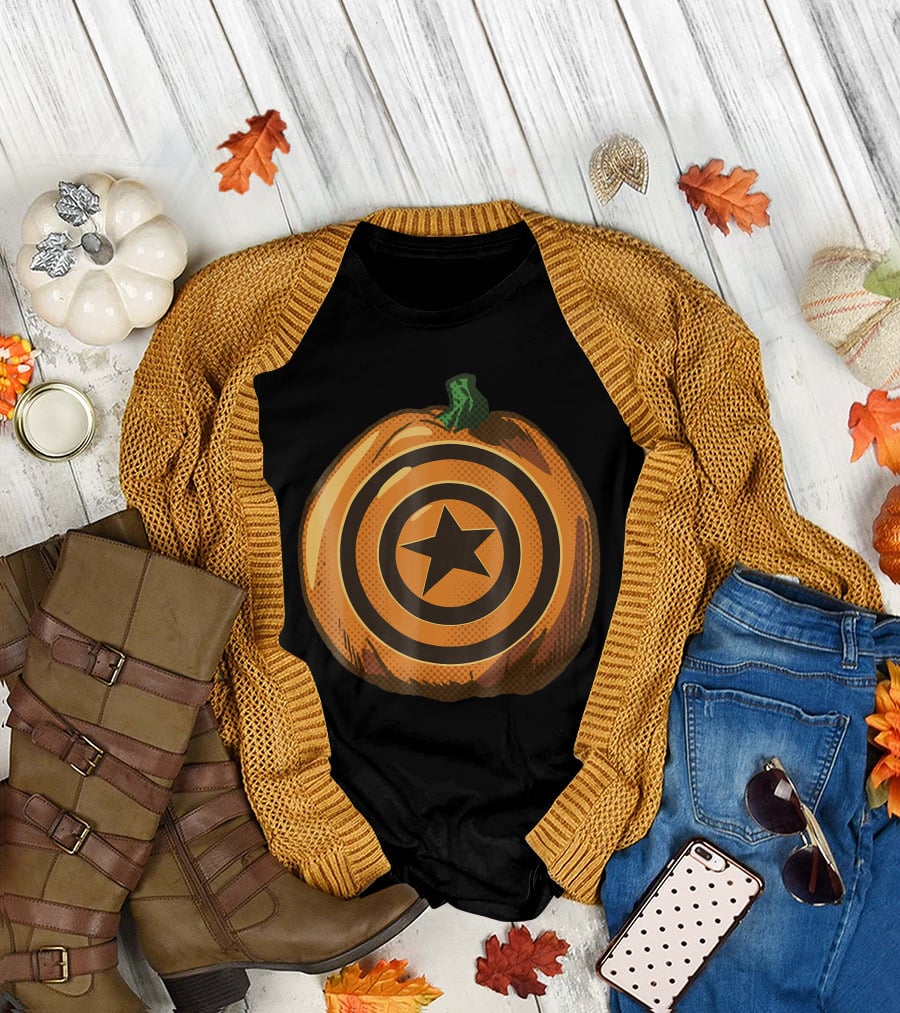 Capt America Shield Pumpkin Halloween T-Shirt