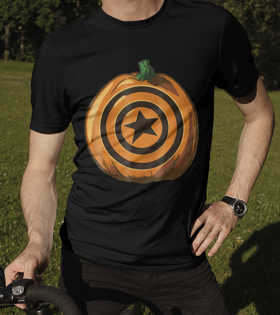 Capt America Shield Pumpkin Halloween T-Shirt