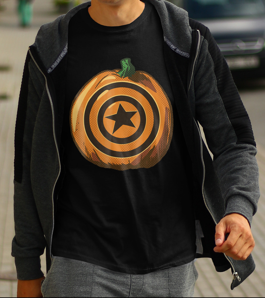 Capt America Shield Pumpkin Halloween T-Shirt