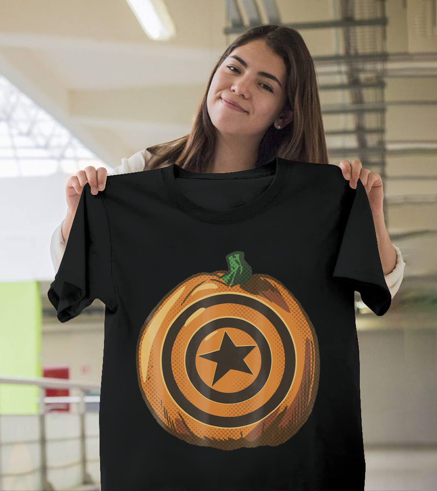 Capt America Shield Pumpkin Halloween T-Shirt