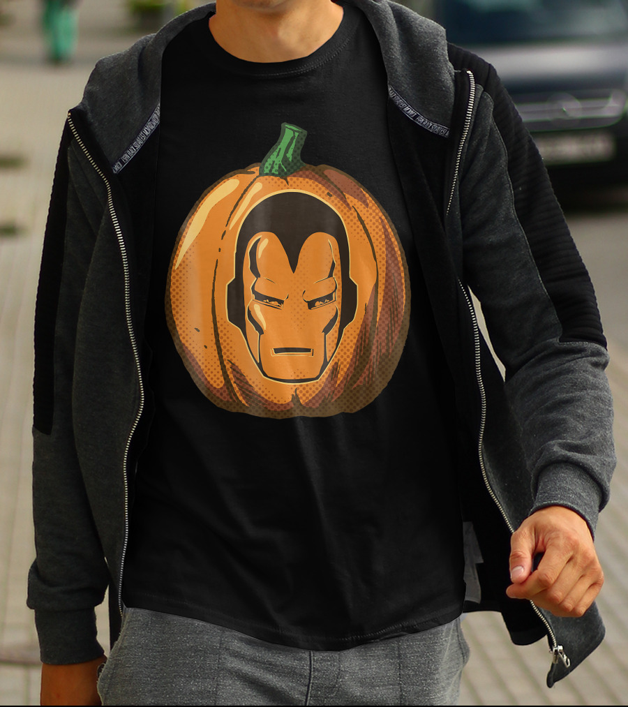 Iron Man Face Carved Halloween Pumpkin T-Shirt