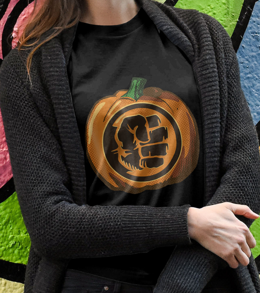 Hulk Fist Pumpkin Halloween Fusion In Comic T-Shirt